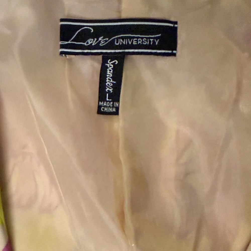 Love University size L Women's Blazer with Vibrant Leaf Print stylish colorful‎